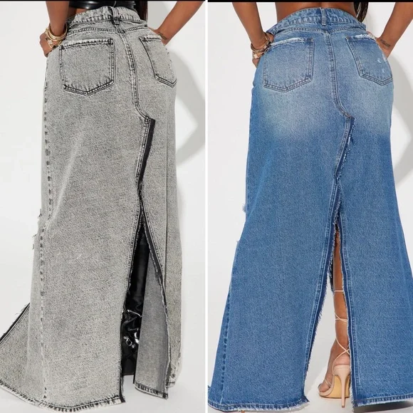 Denim Maxi Skirt - Picture 2 of 7